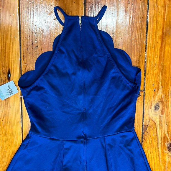 Charlotte Russe Women's Navy Blue Scalloped Skater Dress Size M - Picture 2 of 14